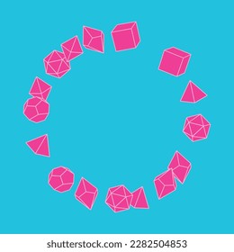 Pink dice frame in round shape, hand drawn vector