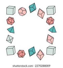 Pink dice frame in square shaped hand drawn vector