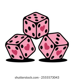 Pink Dice with Heart Symbols Illustration