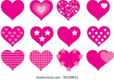 pink different hearts with love. Vector