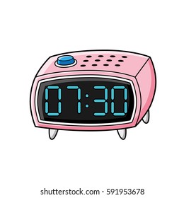 Pink Digital Alarm Clock Isolated.