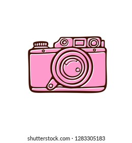 Pink digital camera. Vector illustration.