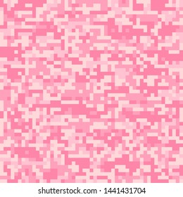 Pink digital camouflage seamless pattern. Abstract pixel background.