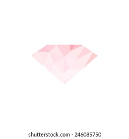 Pink Dimond Polygonal Icon. Vector