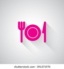 Pink Dinner web icon on light grey background