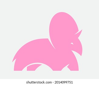 Pink dino silhouette for logo or print. Cute dinosaur vector illustration.