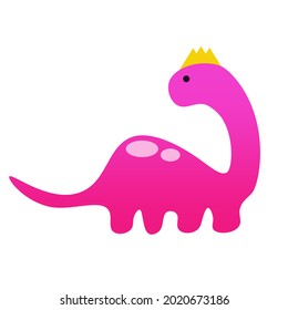 Pink Dino Vector Illustration White background for printing, clothes, t-shirts, kids. Creative design.