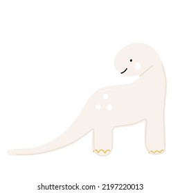 Pink dinosaur diplodocus, child vector illustrations for sticker, print, poster, card