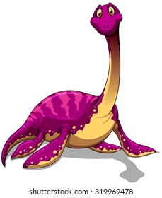 Pink dinosaur with long neck illustration