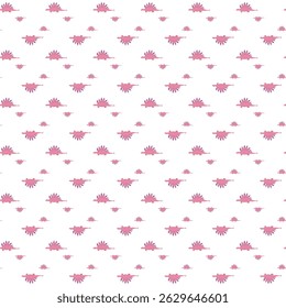 Pink Dinosaur Pattern with Repeating Shapes on White Background