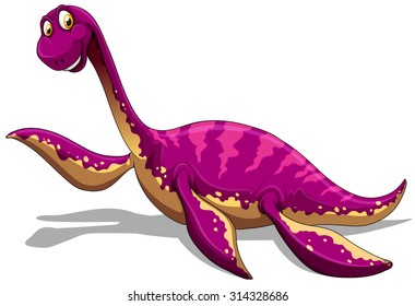 Pink dinosaur smiling on white illustration