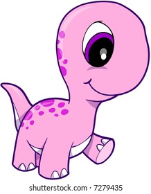 Pink Dinosaur Vector Illustration