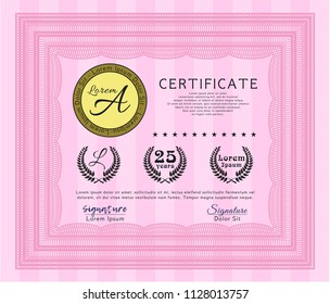 Pink Diploma. With background. Beauty design. Customizable, Easy to edit and change colors. 