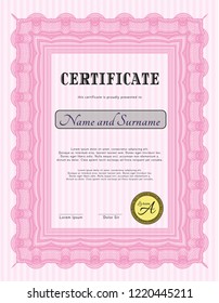 Pink Diploma. With background. Customizable, Easy to edit and change colors. Excellent design. 