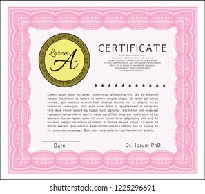 Pink Diploma or certificate template. Customizable, Easy to edit and change colors. With quality background. Sophisticated design. 