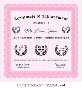 Pink Diploma or certificate template. With linear background. Customizable, Easy to edit and change colors. Good design. 