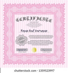 Pink Diploma or certificate template. With quality background. Excellent design. Customizable, Easy to edit and change colors. 