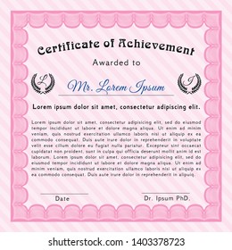 Pink Diploma. With complex background. Elegant design. Vector illustration. 