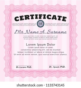 Pink Diploma. Cordial design. Customizable, Easy to edit and change colors. Easy to print. 