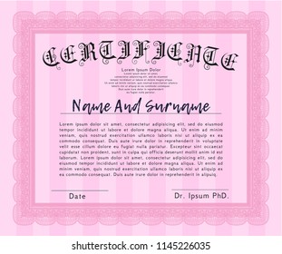 Pink Diploma. Customizable, Easy to edit and change colors. With background. Superior design. 