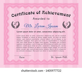 Pink Diploma. Customizable, Easy to edit and change colors. With quality background. Money style design. 