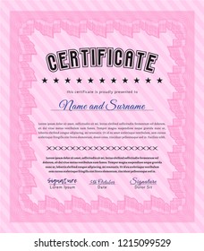 Pink Diploma. Detailed. Complex background. Nice design. 