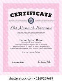 Pink Diploma. Easy to print. Customizable, Easy to edit and change colors. Nice design. 