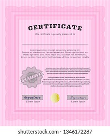Pink Diploma. Elegant design. With complex background. Customizable, Easy to edit and change colors. 