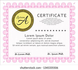 Pink Diploma. Good design. Printer friendly. Detailed. 
