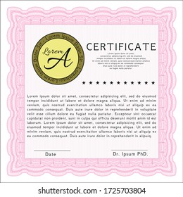 Pink Diploma.  Money Pattern.  Printer friendly.  Customizable, Easy to edit and change colors. 