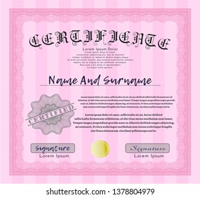 Pink Diploma. Money style design. Customizable, Easy to edit and change colors. With complex background. 