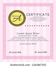 Pink Diploma. Perfect design. With background. Customizable, Easy to edit and change colors. 