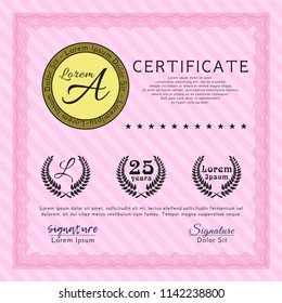 Pink Diploma. Printer friendly. Customizable, Easy to edit and change colors. Sophisticated design. 