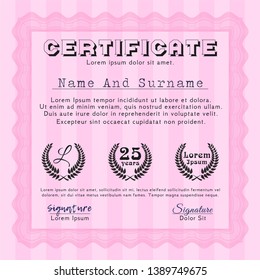 Pink Diploma. Printer friendly. Customizable, Easy to edit and change colors. Artistry design. 