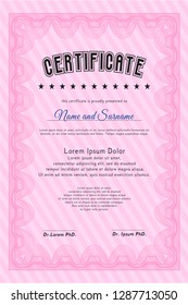 Pink Diploma. With quality background. Elegant design. Customizable, Easy to edit and change colors. 