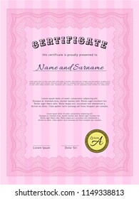 Pink Diploma. Sophisticated design. Detailed. With quality background. 