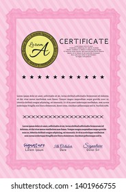 Pink Diploma template. With background. Nice design. Customizable, Easy to edit and change colors. 