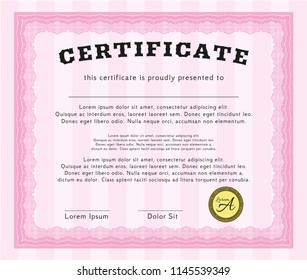 Pink Diploma template. Beauty design. With quality background. Customizable, Easy to edit and change colors. 