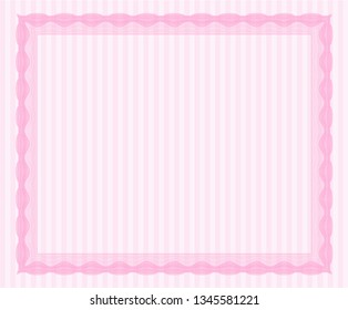 Pink Diploma template or certificate template. With background. Cordial design. Vector illustration. 