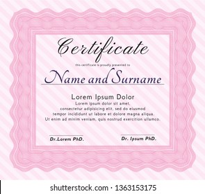 Pink Diploma Template Certificate Template Complex Stock Vector ...