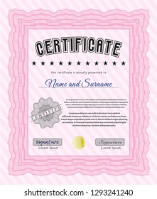 Pink Diploma template or certificate template. Customizable, Easy to edit and change colors. With quality background. Money design. 