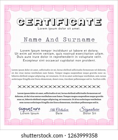 Pink Diploma template or certificate template. Detailed. Easy to print. Perfect design. 