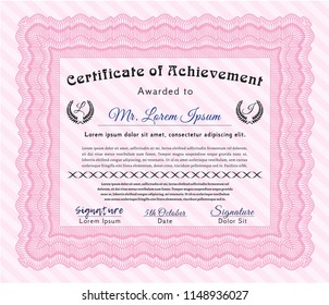 Pink Diploma template. Customizable, Easy to edit and change colors. Printer friendly. Sophisticated design. 
