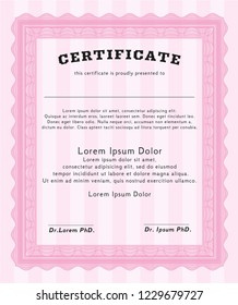 Pink Diploma template. With linear background. Good design. Customizable, Easy to edit and change colors. 