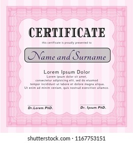 Pink Diploma template. Modern design. Printer friendly. Customizable, Easy to edit and change colors. 