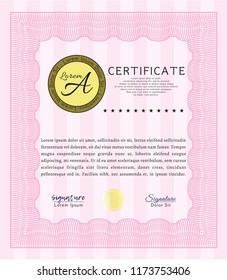 Pink Diploma template. Nice design. Customizable, Easy to edit and change colors. With background. 