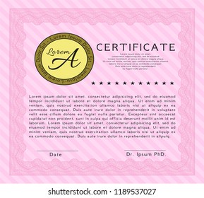 Pink Diploma template. Nice design. Customizable, Easy to edit and change colors. Easy to print. 