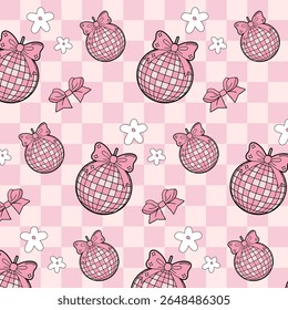 Roze Discobal met Bow Seamless Pattern
