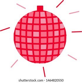 Pink disco ball on a white background vector illustration. Festive atmosphere