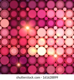 Pink disco circles vector abstract background